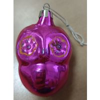 Ёлочная игрушка. Сова. Стекло. СССР