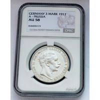 ГЕРМАНИЯ ПРУССИЯ 3 марки 1911 год "ВИЛЬГЕЛЬМ II" (серебро)