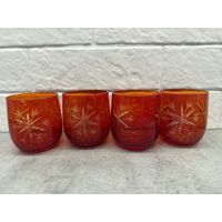 4 Стакана.  Рубиновое стекло.  Распродажа коллекции!!!