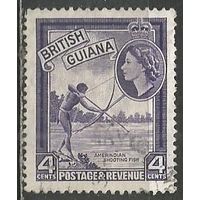 Британская Гвиана. Королева Елизавета II. Рыболов. 1954г. Mi#202.
