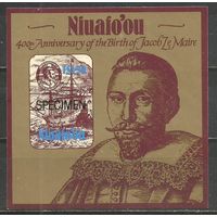 Ниуафооу. 100 лет со дня рождения. Я.Ле Мора. Мореход. 1985г. Mi#Бл2.