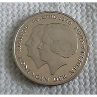 Нидерланды 1 гульден, 1980 Коронация Королевы Беатрикс (14-3-20)