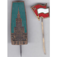 Варшава: Дворец Культуры и Науки (PKIN), флаги (польско-советская дружба).