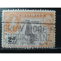 Ньясаленд, 1953. Королева Елизавета II и карта Ньясаленда