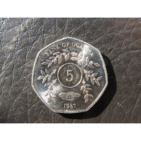 Уганда. 5 шиллингов.1987. С 20 копеек. Распродажа коллекции. Смотрите другие лоты.