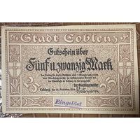 Банкнота 25 марок 1918 год. Оберндорф. Веймарская республика.
