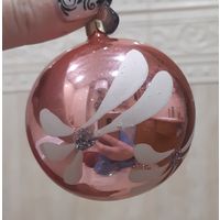 Игрушка ёлочная Шар зимние Веточки, стекло. СССР