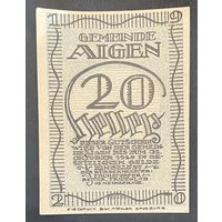 Нотгельд Австрия Айген 20 геллеров 1920 год