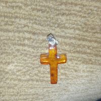 Янтарный крестик,швенза в серебре