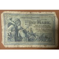 Банкнота 5 марок 1904 год. Германская империя