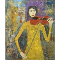 Лисовский А.С "Скрипачка",2026г. Холст, акрил. Размер 60х50 см.