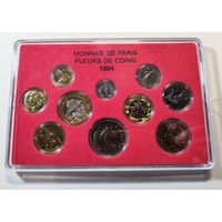 Франция, годовой набор 1994 г., 10 монет в банковской упаковке, UNC