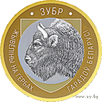 2 рубля 2021 Животный мир на гербах городов Беларуси. Зубр. Блистер!