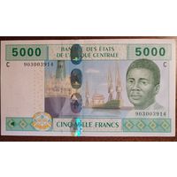 Чад, Банк центральной Африки, 5000 франков 2002 г., отметка "С",  P:509С