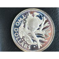 2 dollars Barbados 1973