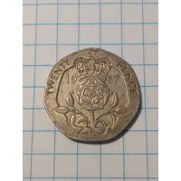 20 пенсов  Великобритания 1987 год.