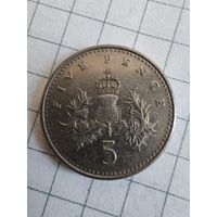 Великобритания 5 пенсов 1990