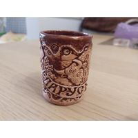 Рюмка из глины с надписью "Беларусь". Ручная работа