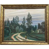 Чепик М.Ф "Лесная дорога", 1991г. Картон, масло. Размер 40х50 см.