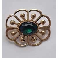 Брошь леденец. Изумрудный кристалл 70е СССР Клеймо