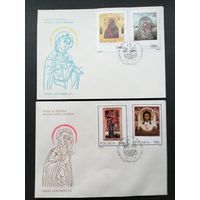 Польша 1991 Три КПД с полной серией марок "Иконы из музея Земли Любской" (спецгашение) Mi.3319-3324 каталог 3.50 евро