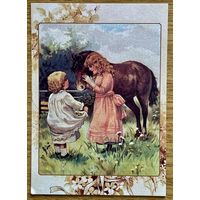 Репринт.Открытка для посткроссинга 10,5 х 14,8 см "Далёкое детство"издателя начала 20 века Эрнеста Нистера