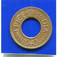 Британская Индия 1 пайс 1943