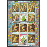 Религиозная живопись. Рас Эль Хаима (ОАЭ). 1968. 6 малых листов и 3 блока. 4 скана. Michel N 267-275 (26,0 е)