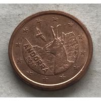 Андорра 1 евроцент 2018