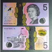 Австралия, 5 долларов 2016 г., P-62 (полимер, номинация IBNS 2016, королева Елизавета II), UNC