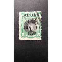 Великобритания. Лабуан\393с\  1896 фауна павлин надпечатка юбилей