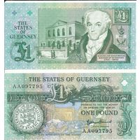 Гернси 1 фунт образца 1991-2016 года UNC p52d