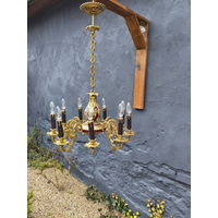 Антикварная Люстра Ампир, 9 рожков, Латунь, Франция, Середина ХХ века.