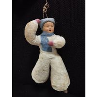 Игрушка ёлочная Лыжник, ватная. СССР