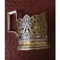 Серебряный подстаканник в серебре (золочение и чернение) Кубачи! 85 грамм