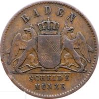 РАСПРОДАЖА!!! - ГЕРМАНИЯ БАДЕН 1 крейцер 1853 год