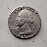 1/4 доллара (квотер) 1981(D) года США.