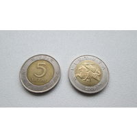 ЛИТОВСКАЯ РЕСПУБЛИКА 5 ЛИТОВ 2009. ПАГОНЯ. Цена за 1 монету .