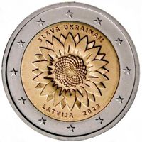 Латвия 2 евро, 2023  Украина и Свобода UNC