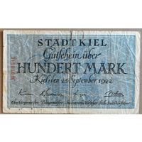 Германия 100 марок 1922 год , город Киль, 2295.1a . B4