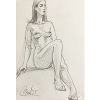 "Обнаженная утонченная" набросок а3 29,7 x 42 см
