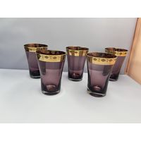 Бокалы цветное стекло СССР позолота