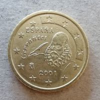 Испания 50 евроцентов 2001 год,  KM# 1045