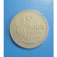 Турция 5000 лир 1994 год Ататюрк цветок тюльпана