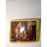 Марка СССР 1971 год живопись Шарден Прачка