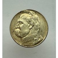 5 злотых 1936г. Пилсудский. Остатки штемпельного блеска. С 1 руб.