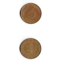 5 пфеннигов Германия 1981 года(J)