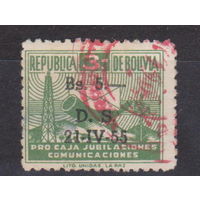 Для Фонда работников связи Архитектура  Боливия 1955 год лот  7 С НАДПЕЧАТКОЙ