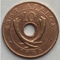 Британская Восточная Африка 10 центов 1943 г.