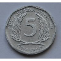 Восточные Карибы, 5 центов 2008 г.
